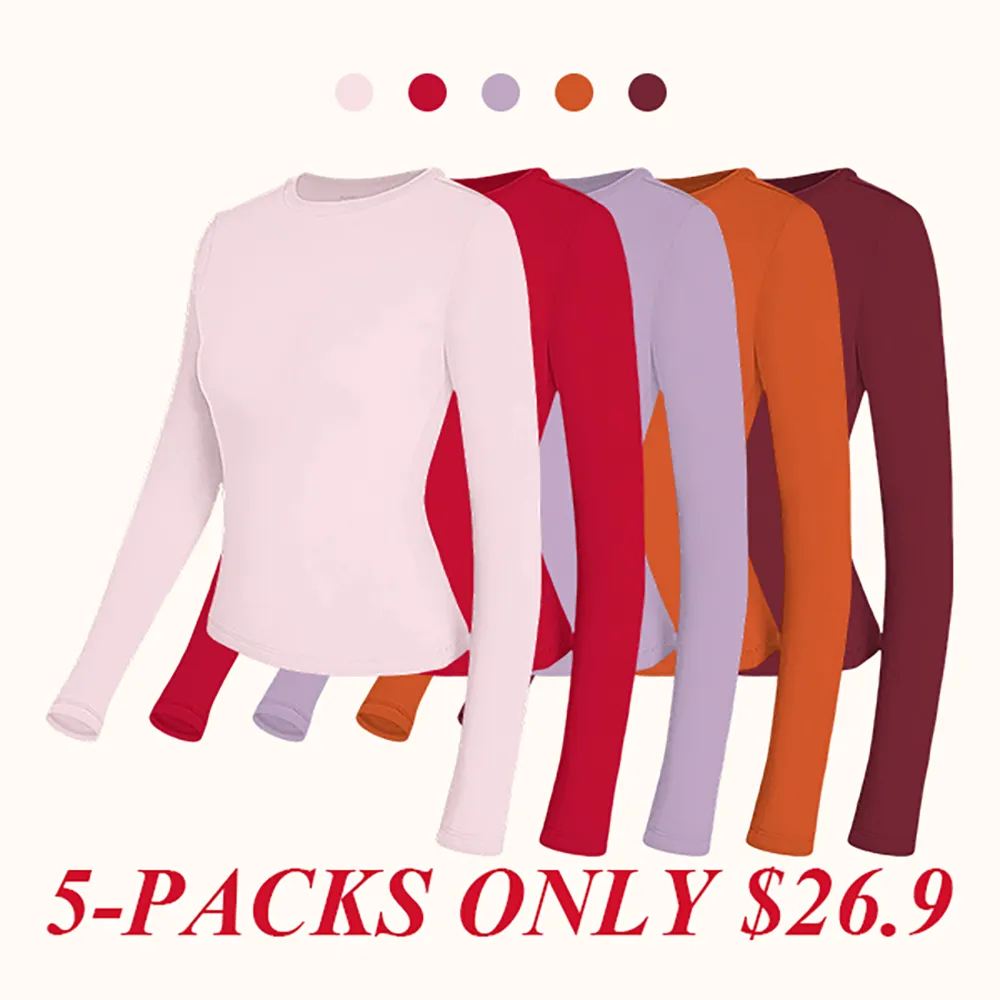 Women's Long Sleeve Shirts Basic Crop Tops