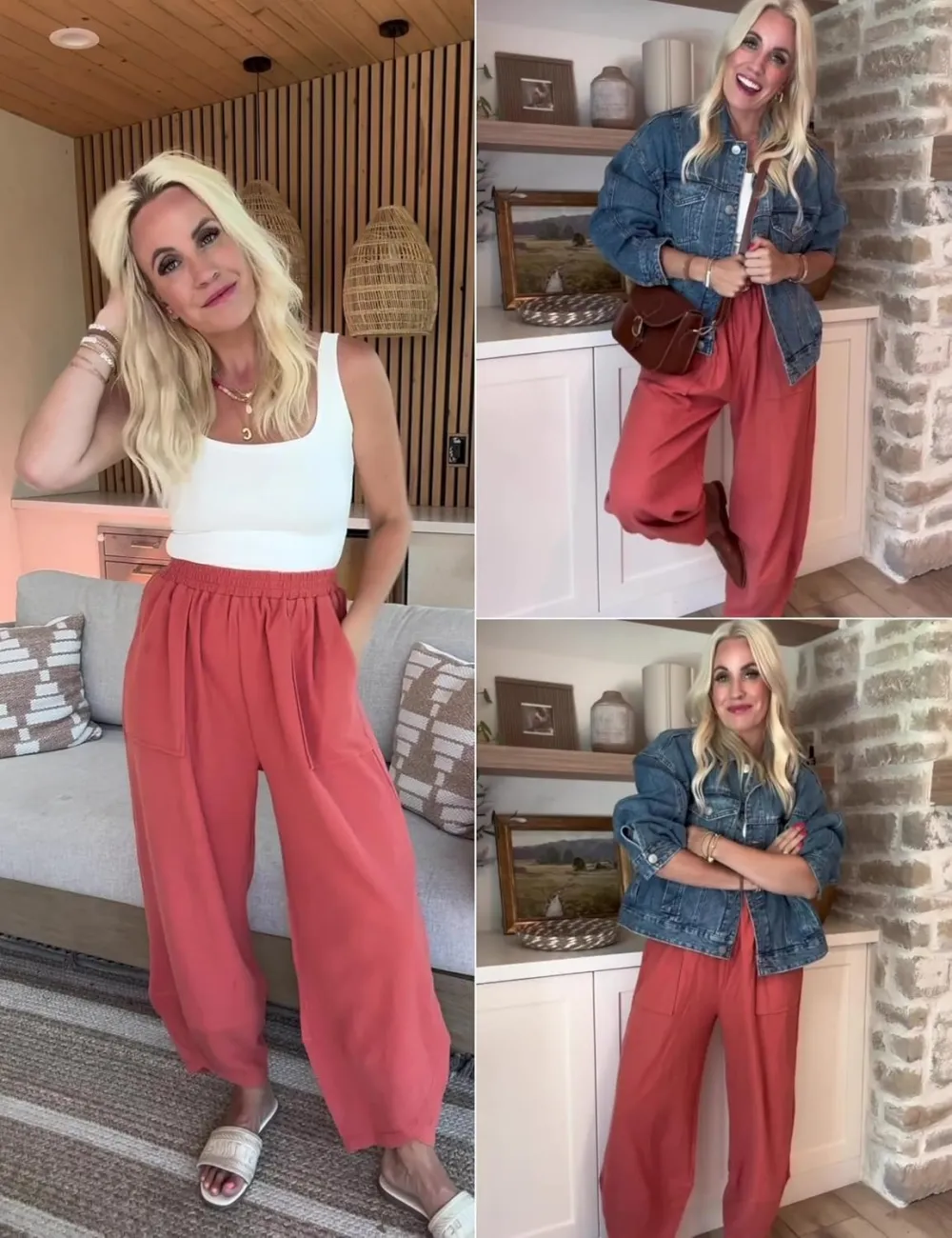 Women's Wide Leg Harem Pants Casual Palazzo Pants with Pockets High Waist Relaxed Fit