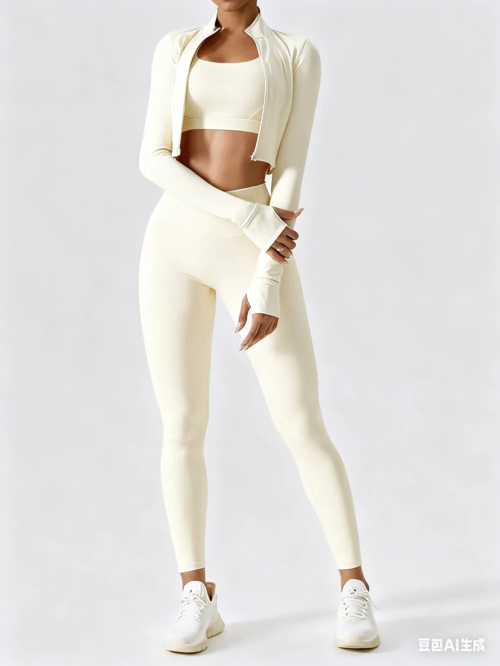 Women's Solid Three Peaces Jacket Tracksuit Set