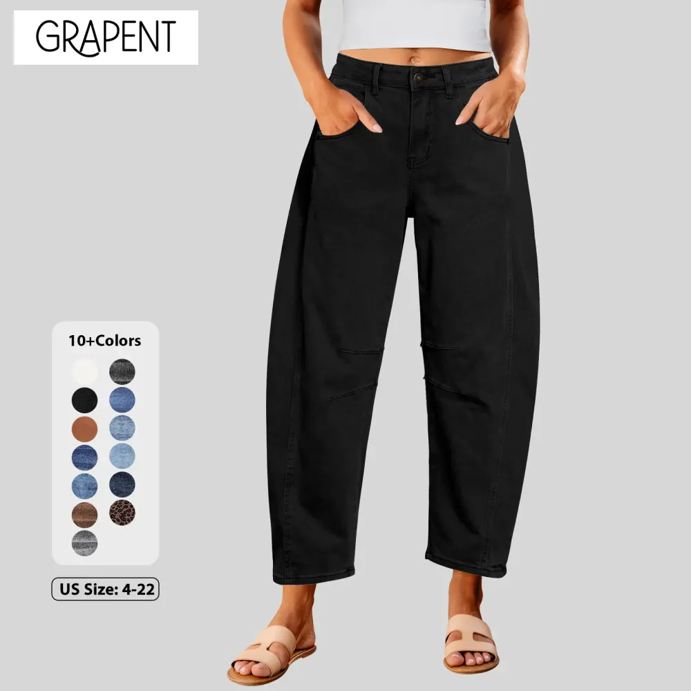 Barrel Jeans for Women Trendy High Waisted Wide Leg Baggy