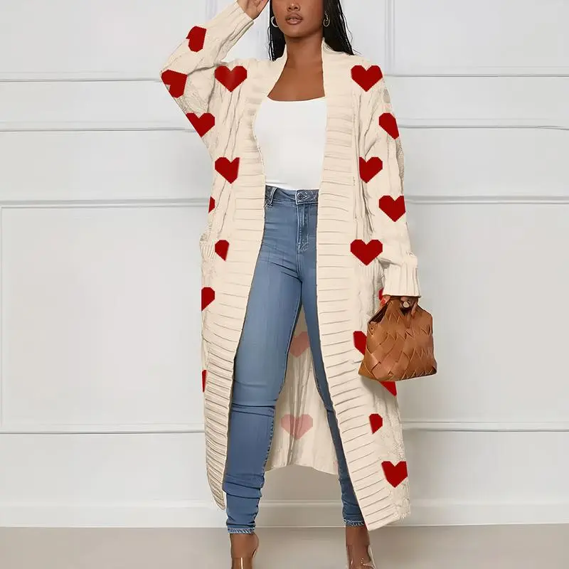 Women's Solid Color Textured Drop Shoulder Pocket Longline Cardigan