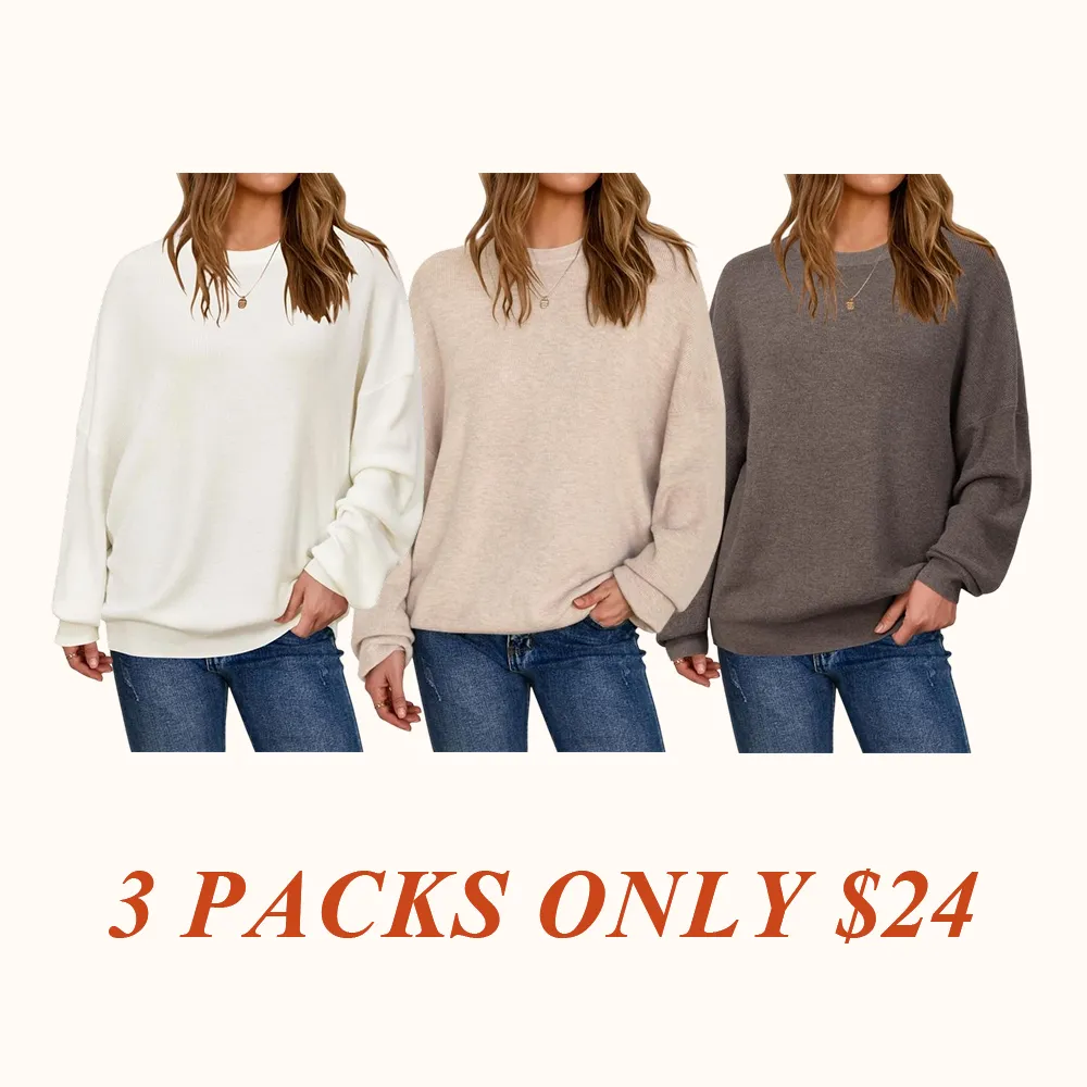 Women's Wool Blend Oversized Sweaters Crewneck Casual Fall Outfits Fashion Tops