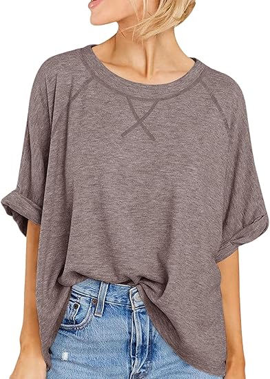 Womens Oversized Tshirts Casual Summer Tops Short Sleeve Loose Fit Tunic T Shirts