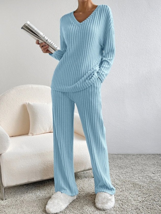 Women's Embossed Plain Daily Going Out Two-Piece Set Apricot Casual Spring/Fall Top With Pants Matching Set