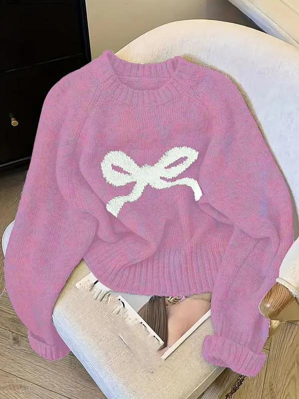 Elegant Bow Knit Sweater for Women