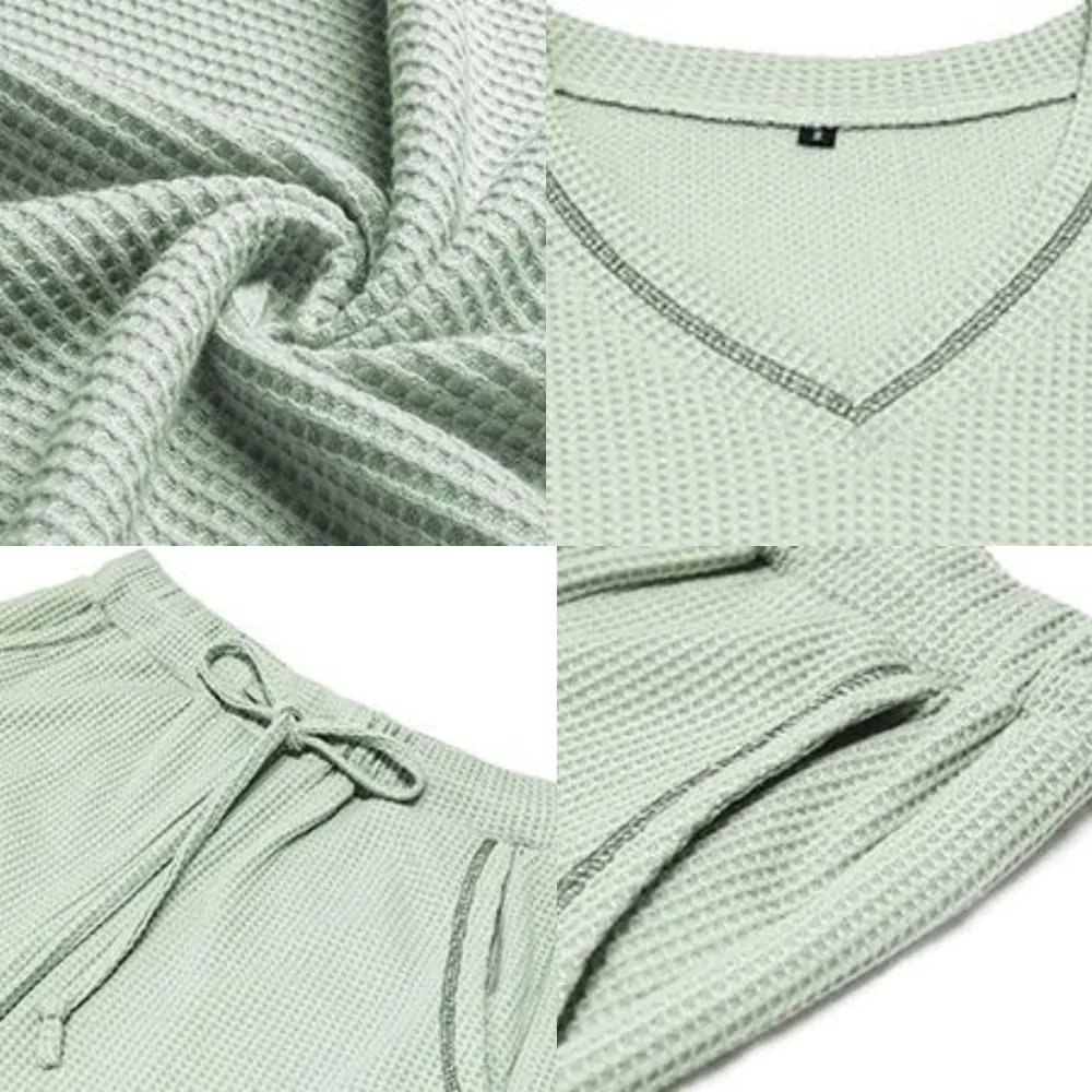 Women's Waffle Knit Two Piece Pullover & Joggers Set