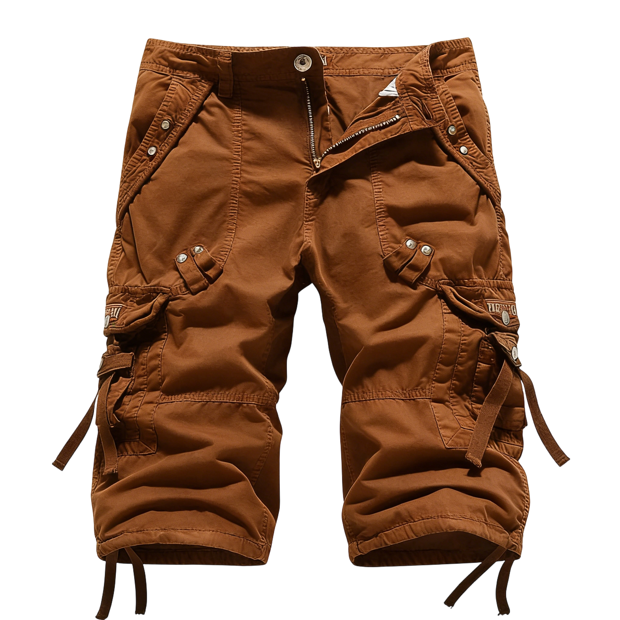 Men's Korean Style Multi-Pocket Cargo Shorts Fashion Trend Multi-Pocket Mid-Length Shorts Men's Casual Shorts Pants Cotton Fabric Khaki Menswear Cropped