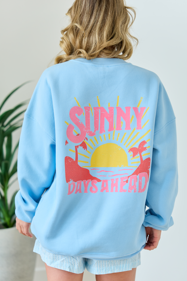 Sunny Days Ahead Light Blue Graphic Sweatshirt