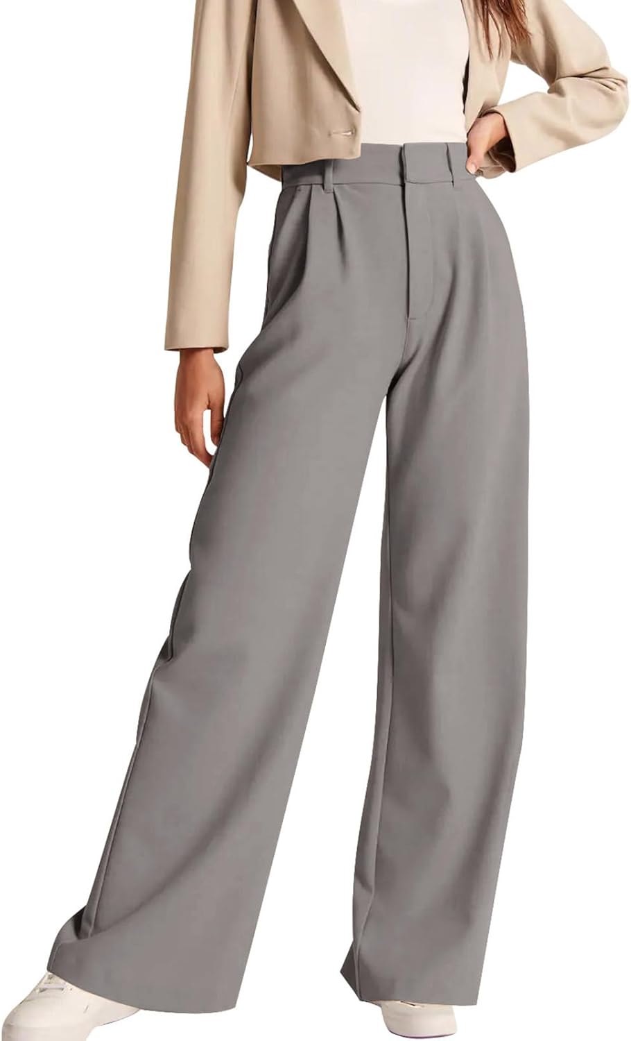 High-Waisted Work Pants for Women – Business Casual Office Trousers with Pockets