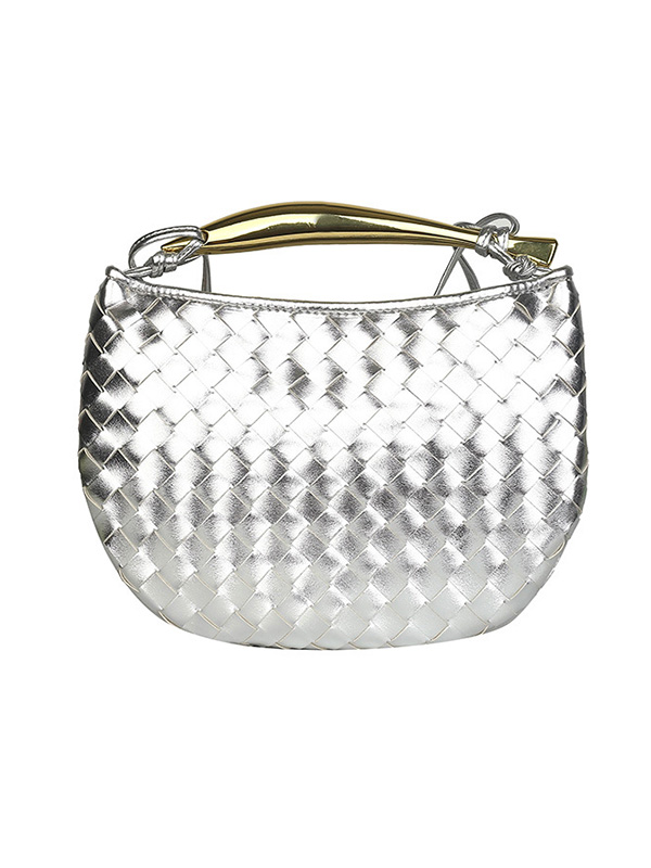 Geometric Split-Joint Woven Zipper Handbags Bags