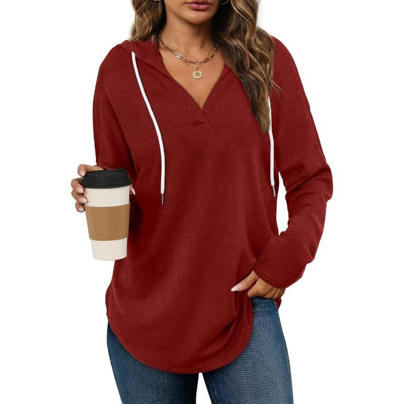 Women's Plaid V-Neck Tunic Sweatshirt