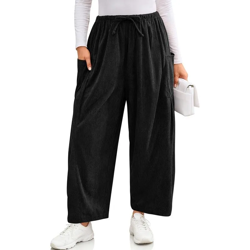 Womens Corduroy Pants Wide Leg Palazzo Harem Pants