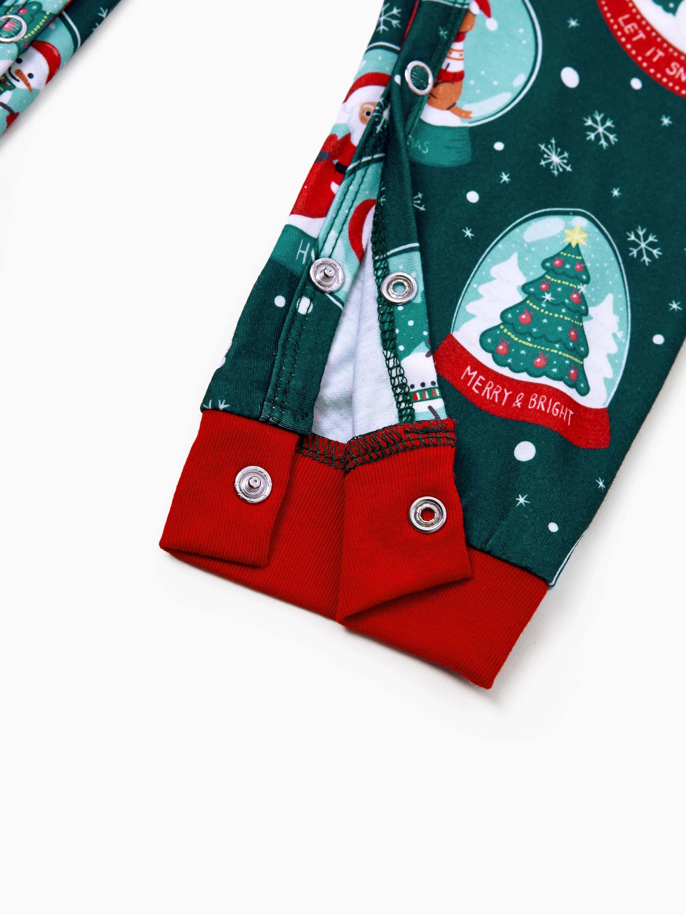 Christmas Matching Family Pajamas Set Santa Claus Christmas-themed Print PJS Turquoise