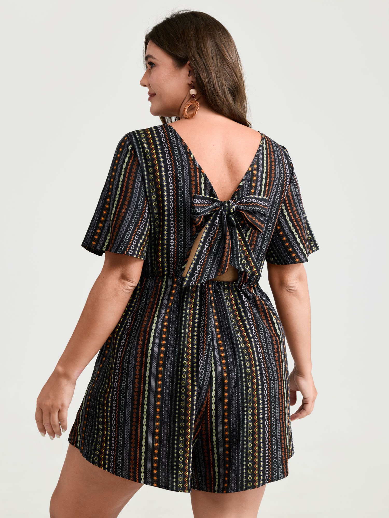 Colorful Stripes Back-Tie Cut-Out Romper