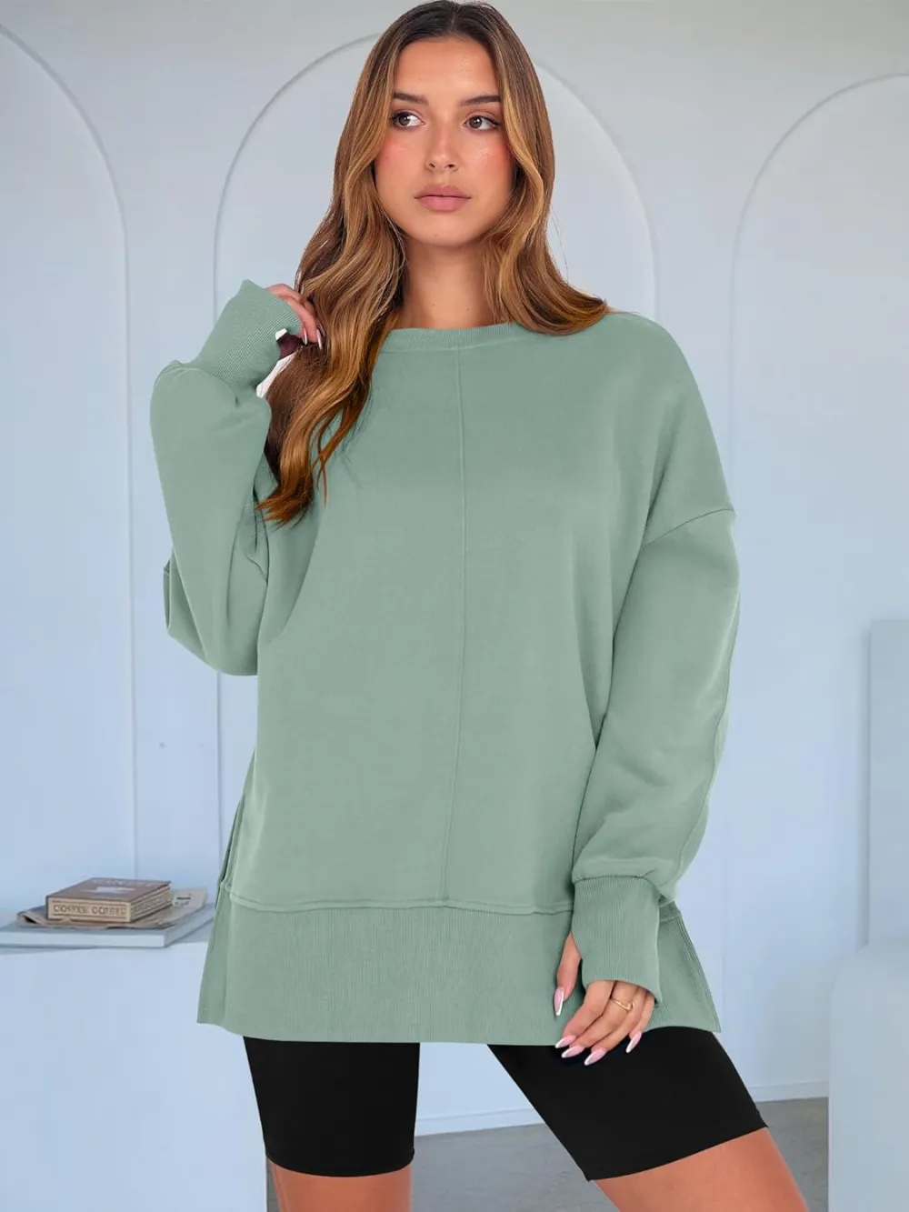 Women Oversized Sweatshirts Thumbhole Long Sleeve Hoodies Shirts