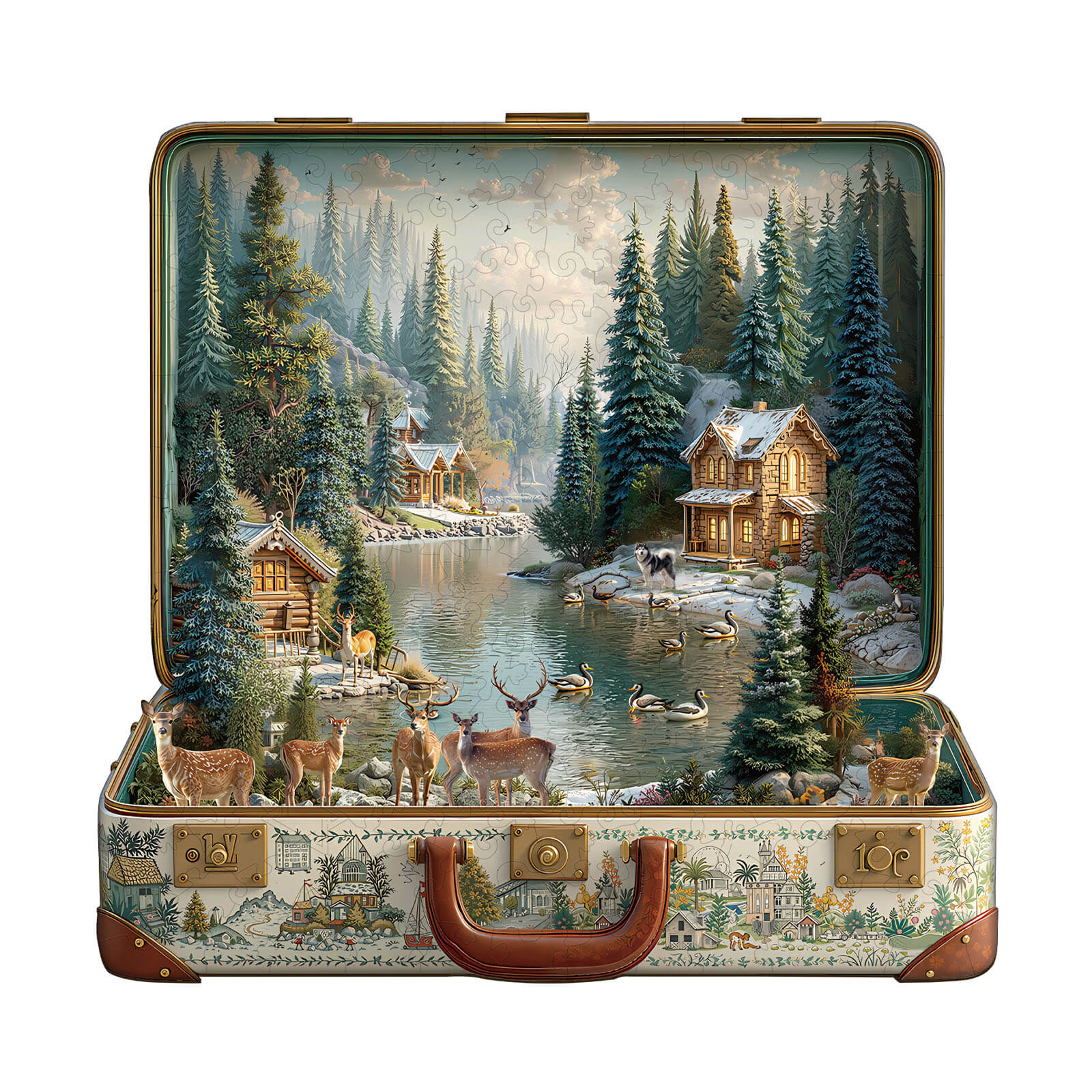 Suitcase Scenery-Nordic Forest Wooden Jigsaw Puzzle