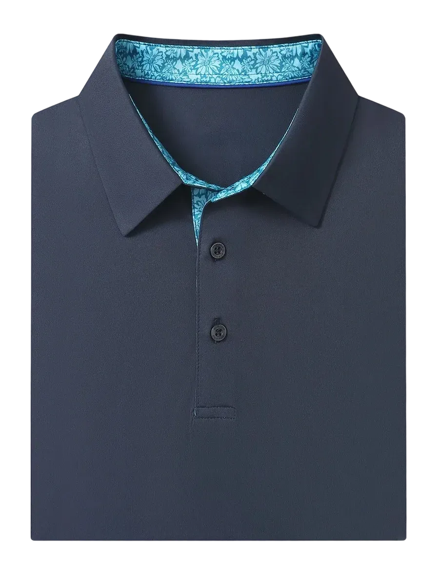 Men'S Designed Collared Solid Performance Polo