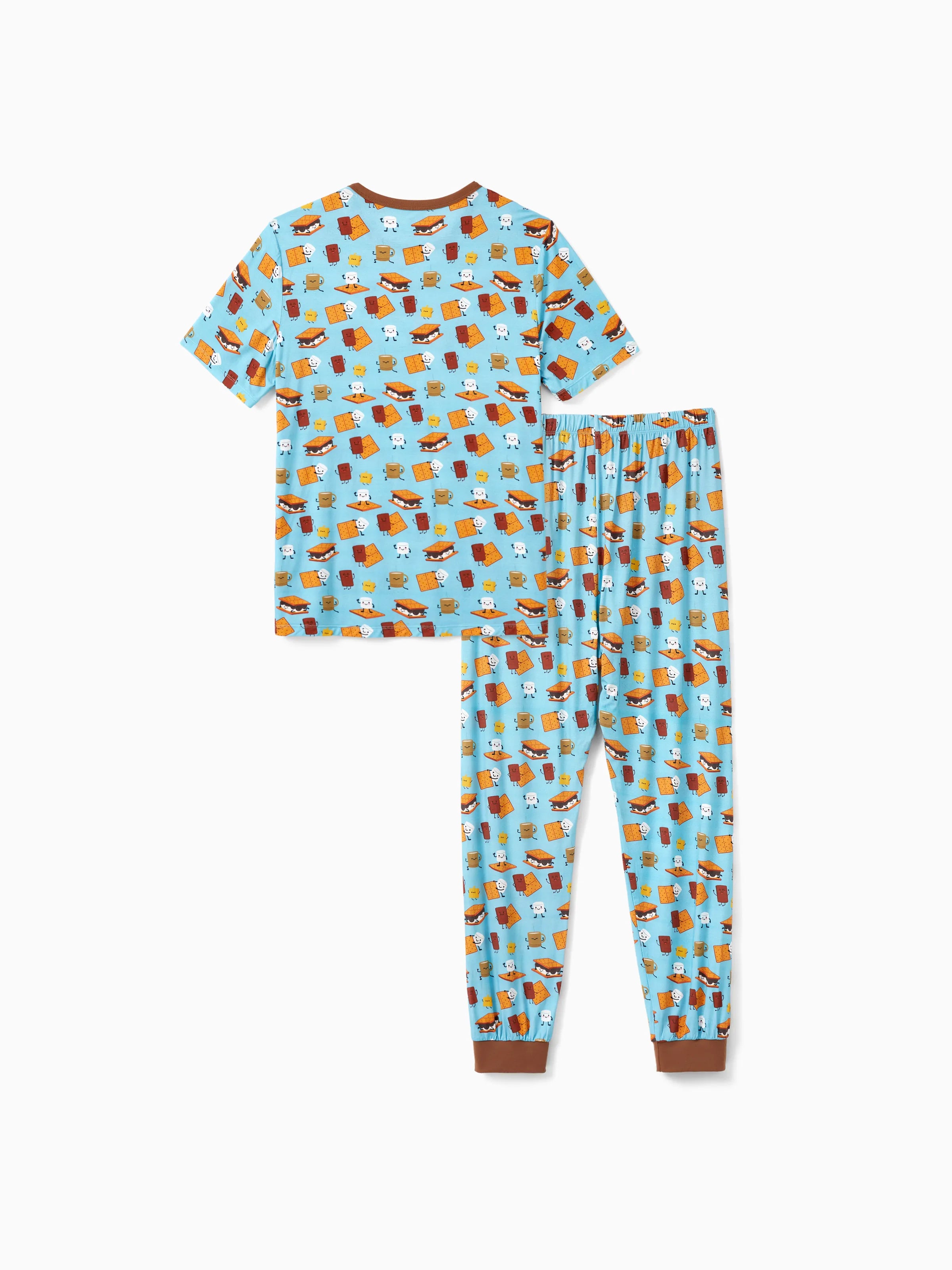Bamboo Family PJs Cute Print Short Sleeve & Long Pants Sleepwear Matching Pajama set (Snug-Fitting for Children) Green