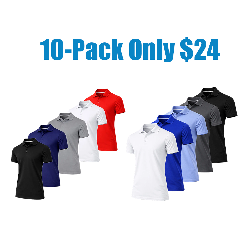 Men's  Dry Fit Moisture-Wicking Fabric Polo Collar Shirt Menswear Stylish Ribbed Sleeve