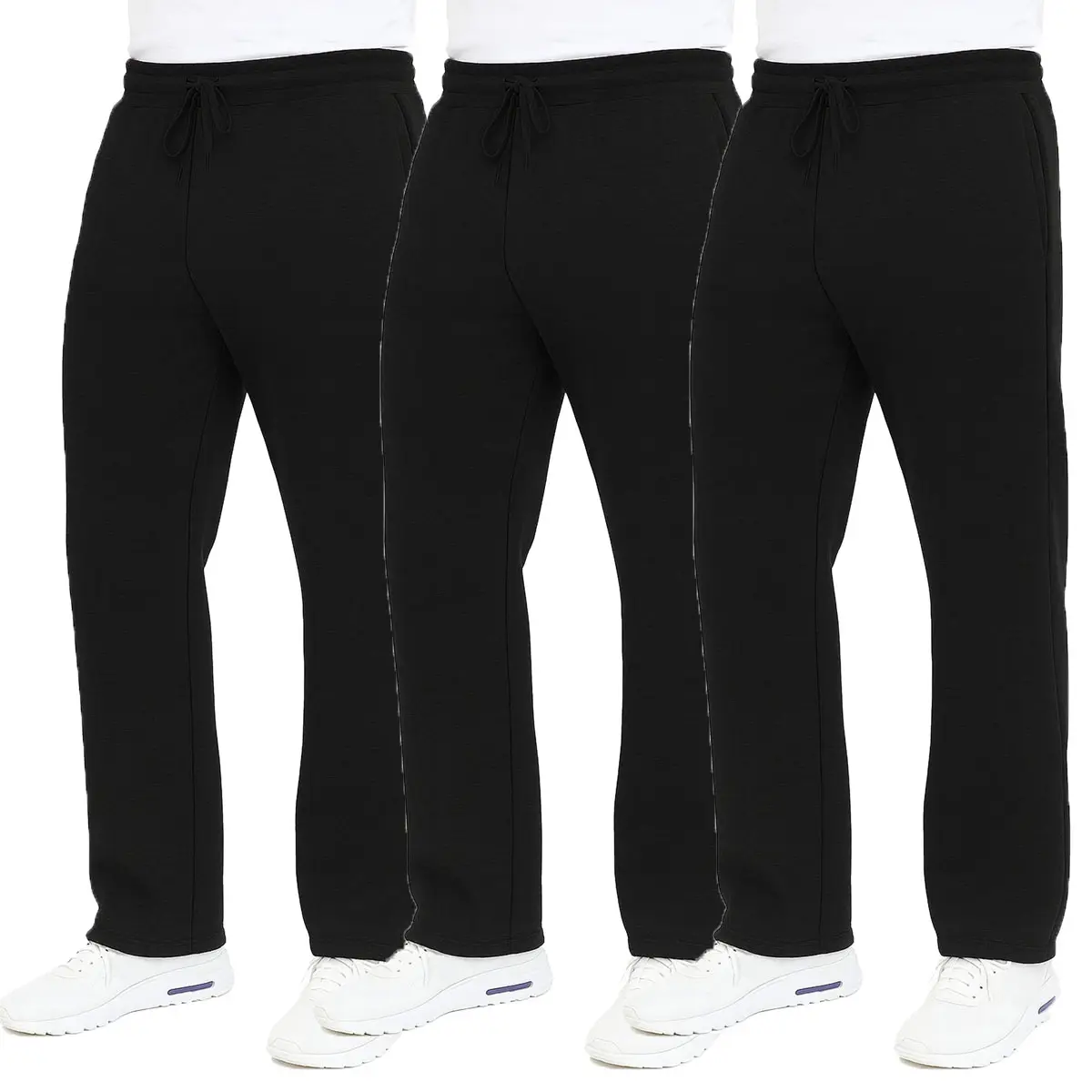 3-Pack Men's Classic Heavyweight Fleece Sweatpants with Open Bottom