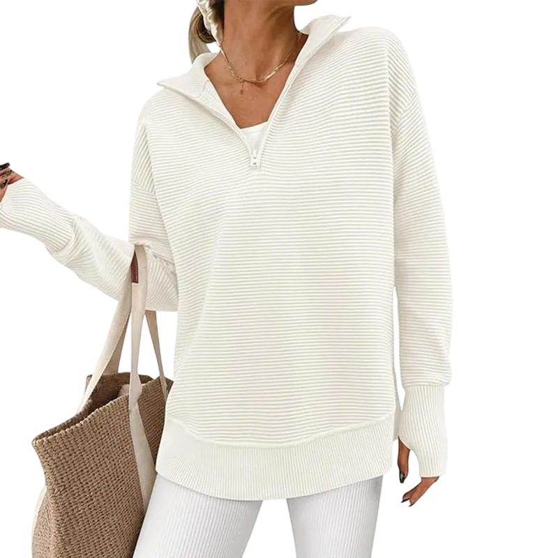 Women's Long Sleeve Quarter Zip Pullover Sweater