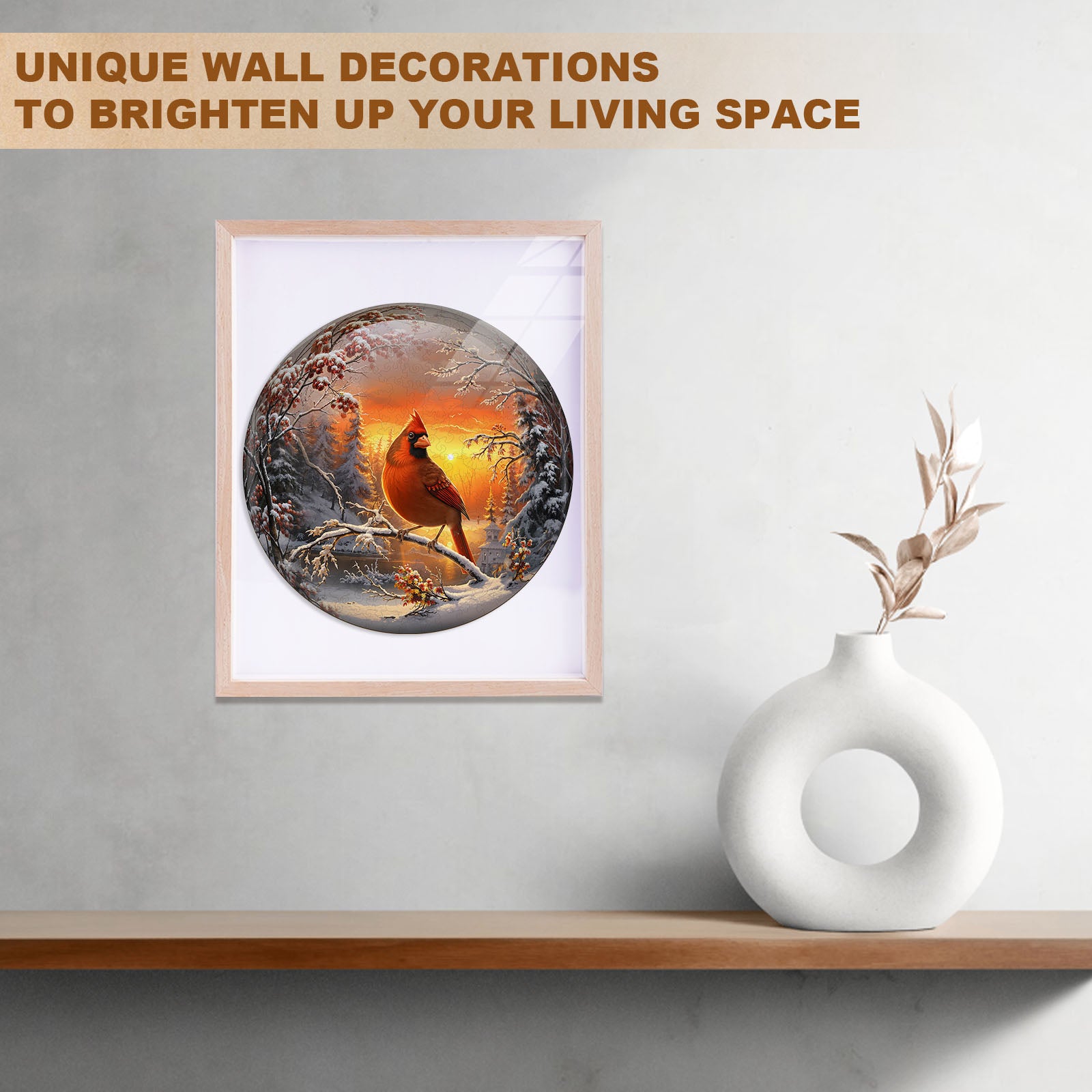 Snow Cardinal Wooden Jigsaw Puzzle