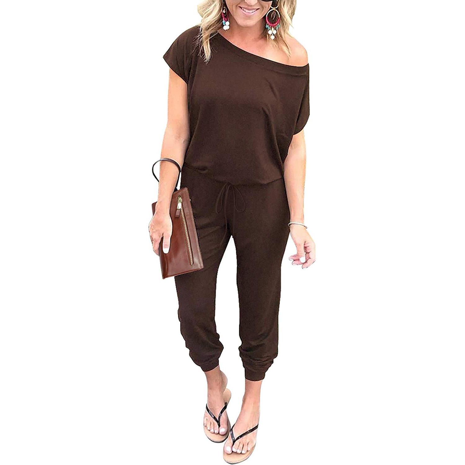 Women's Jumpsuit Plus Size S-XXXL Off-Shoulder Elastic Waist Stretchy Loose Minimalist