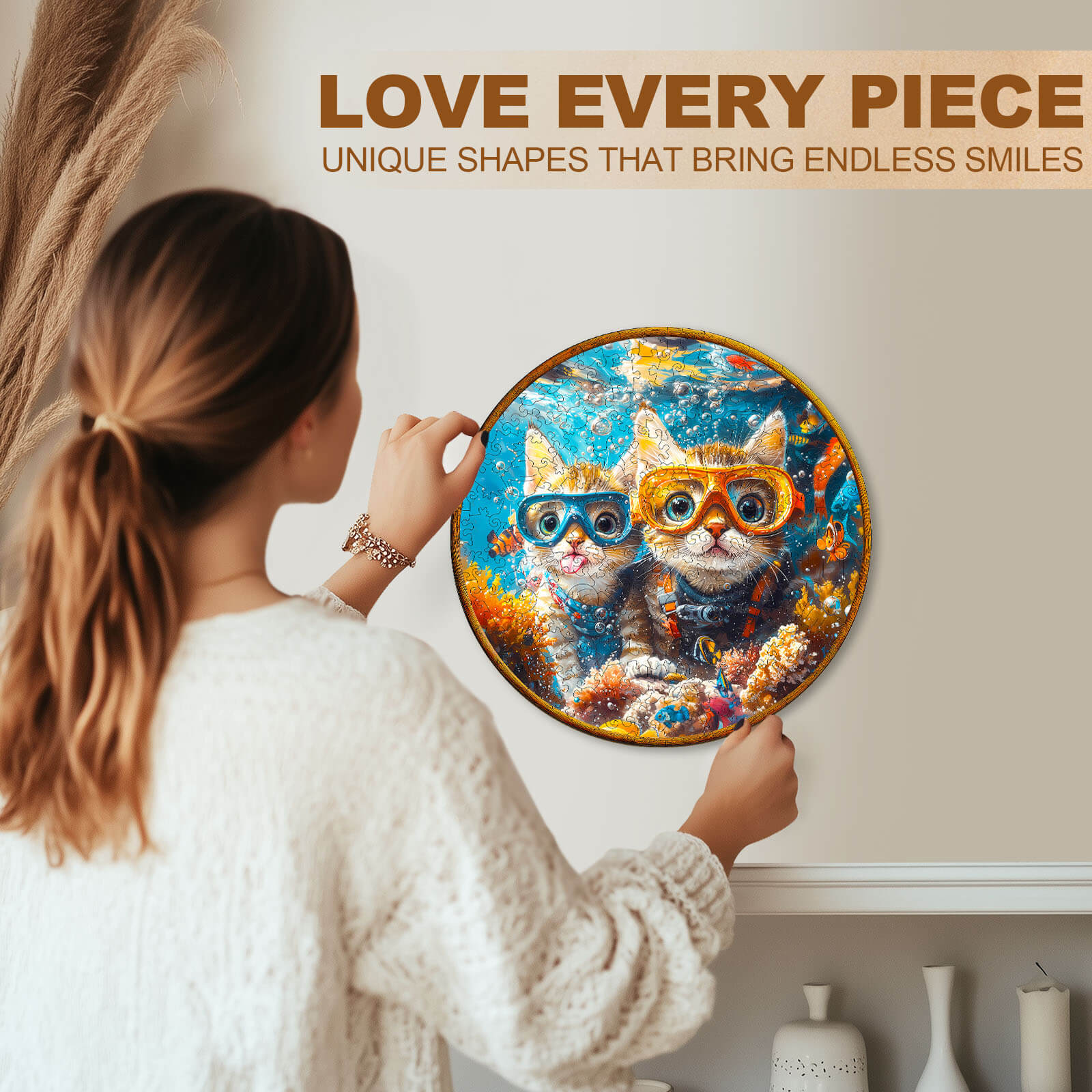 Diving cats Wooden Jigsaw Puzzle