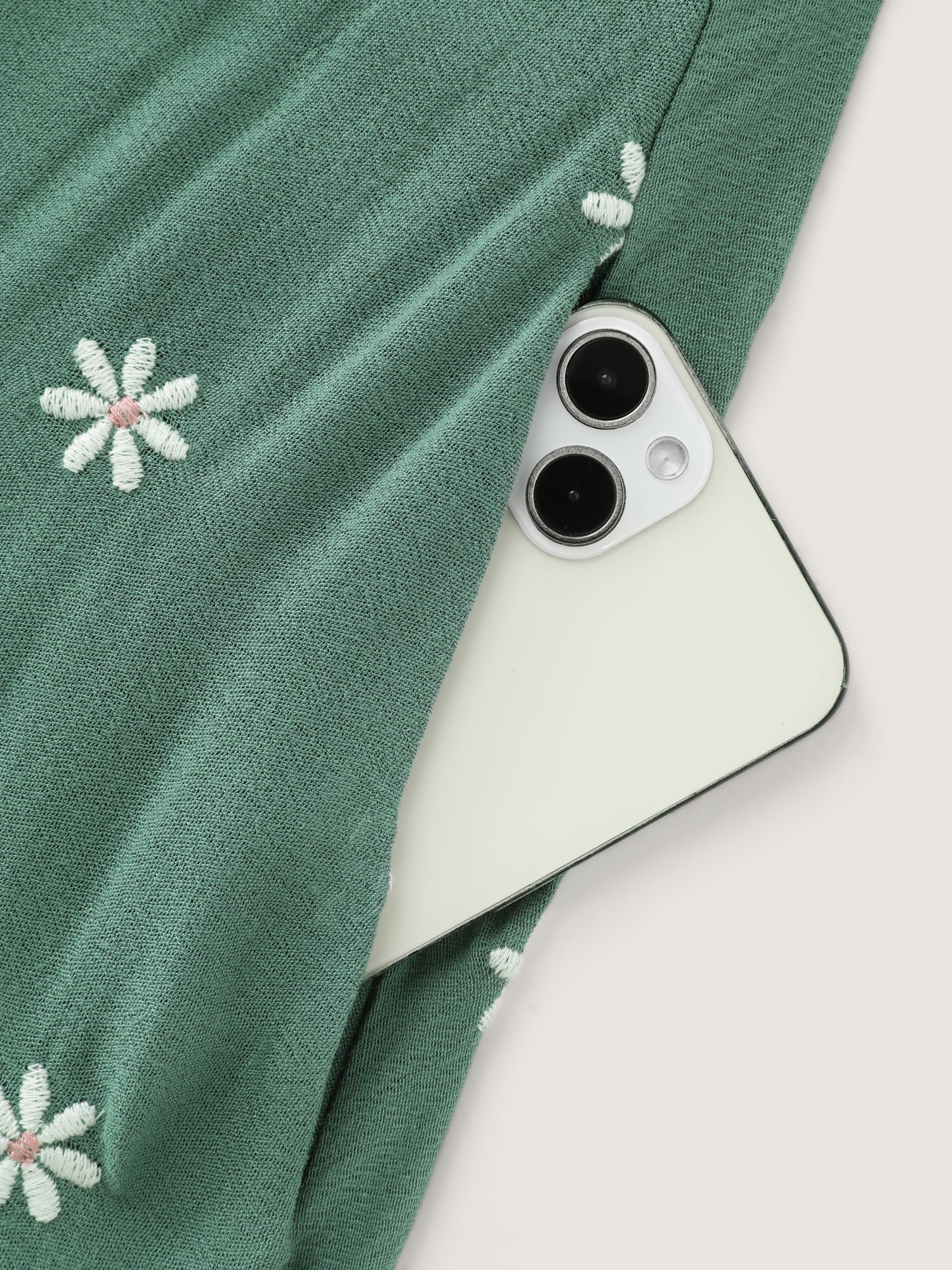 Supersoft Floral Embroidered Waist-Tie Mini Dress