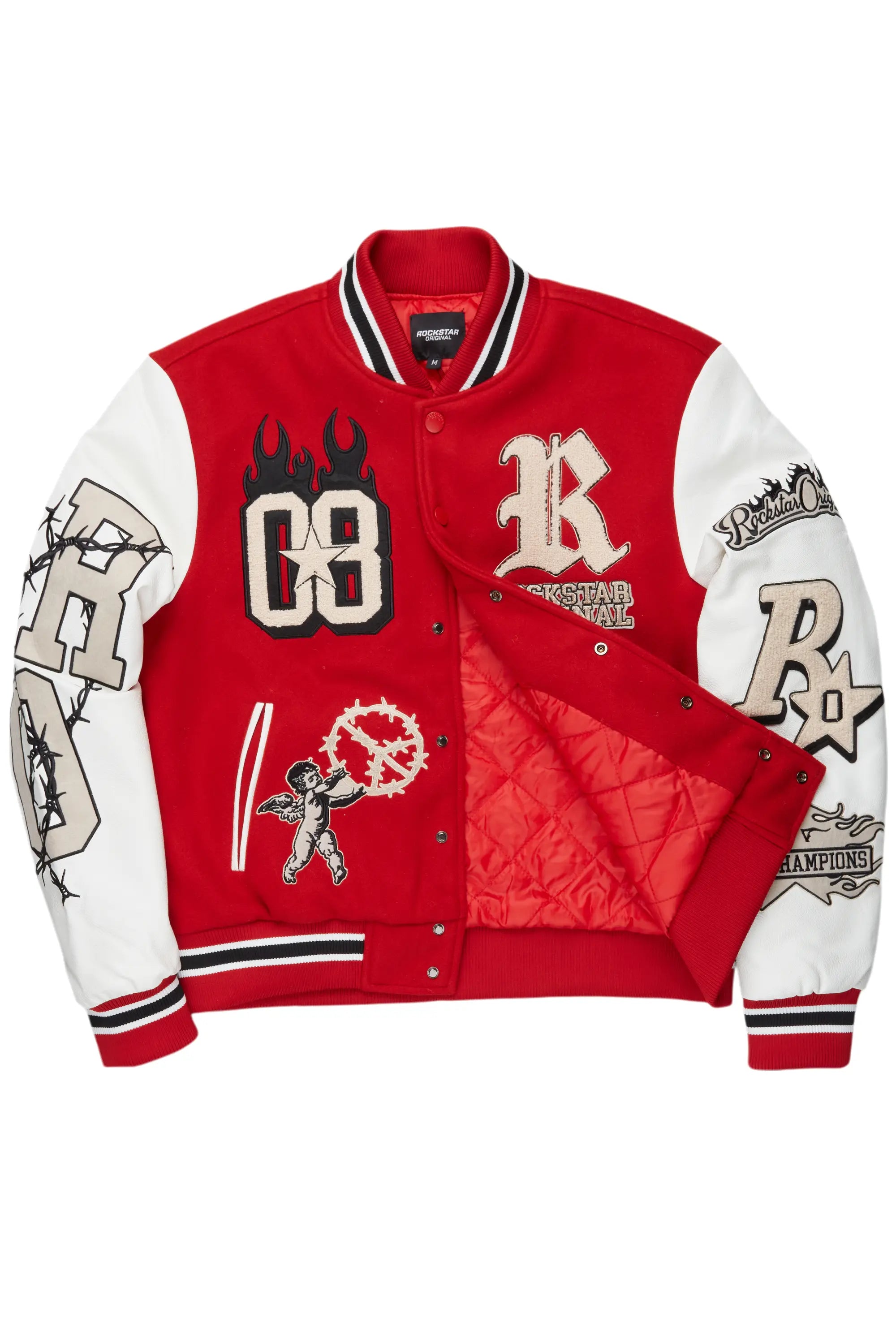 Vielsa Red Oversized Varsity Jacket