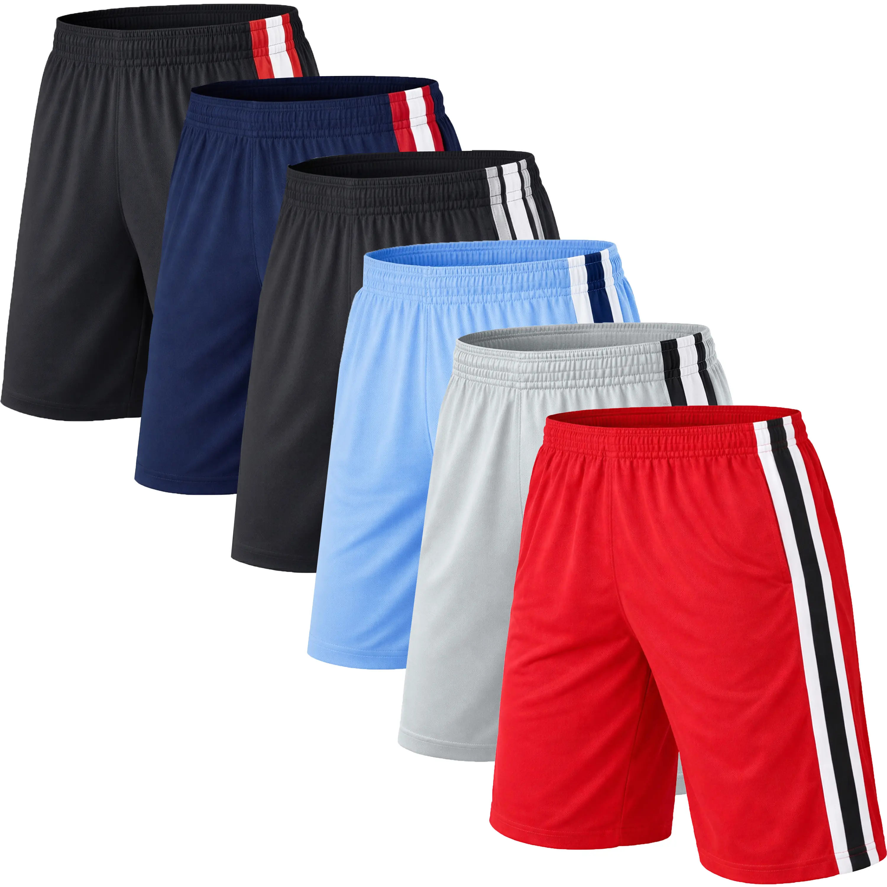 Men's 5-Pack Premium Active Moisture Wicking Workout Mesh Shorts With Trim Summer Outdoor Bottoms