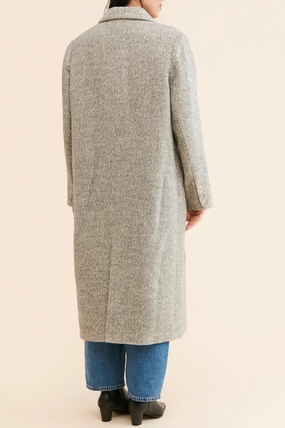 Grey Herringbone Long Coats
