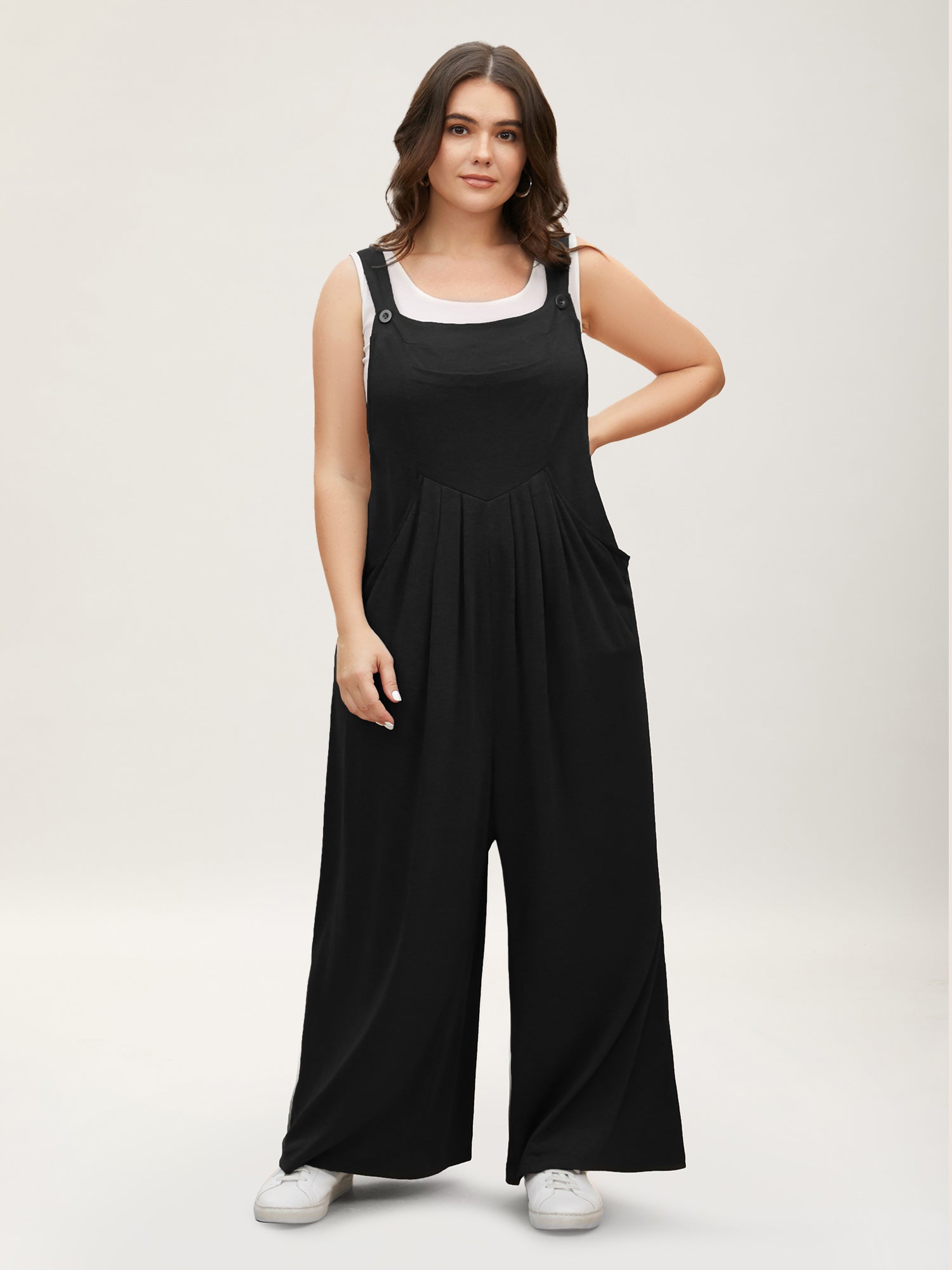 Supersoft Essentials Solid Pleated Pocket Jumpsuit