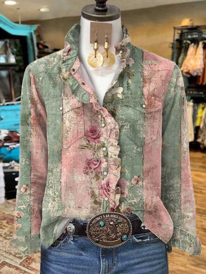 Women's Vintage Western Floral Shirt