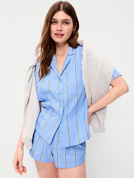 Poplin Pajama Short Set Blue