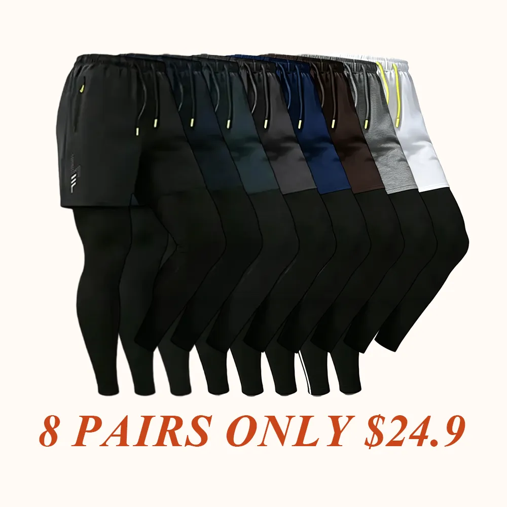 Men's Quick Dry Breathable Elastic Running Pants with Elastic Waistband, Built-In Phone Pocket & Towel Loop