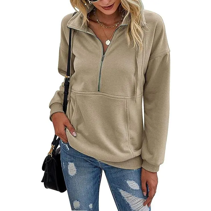 Women's Casual Long Sleeve Lapel Zipper Sweatshirt