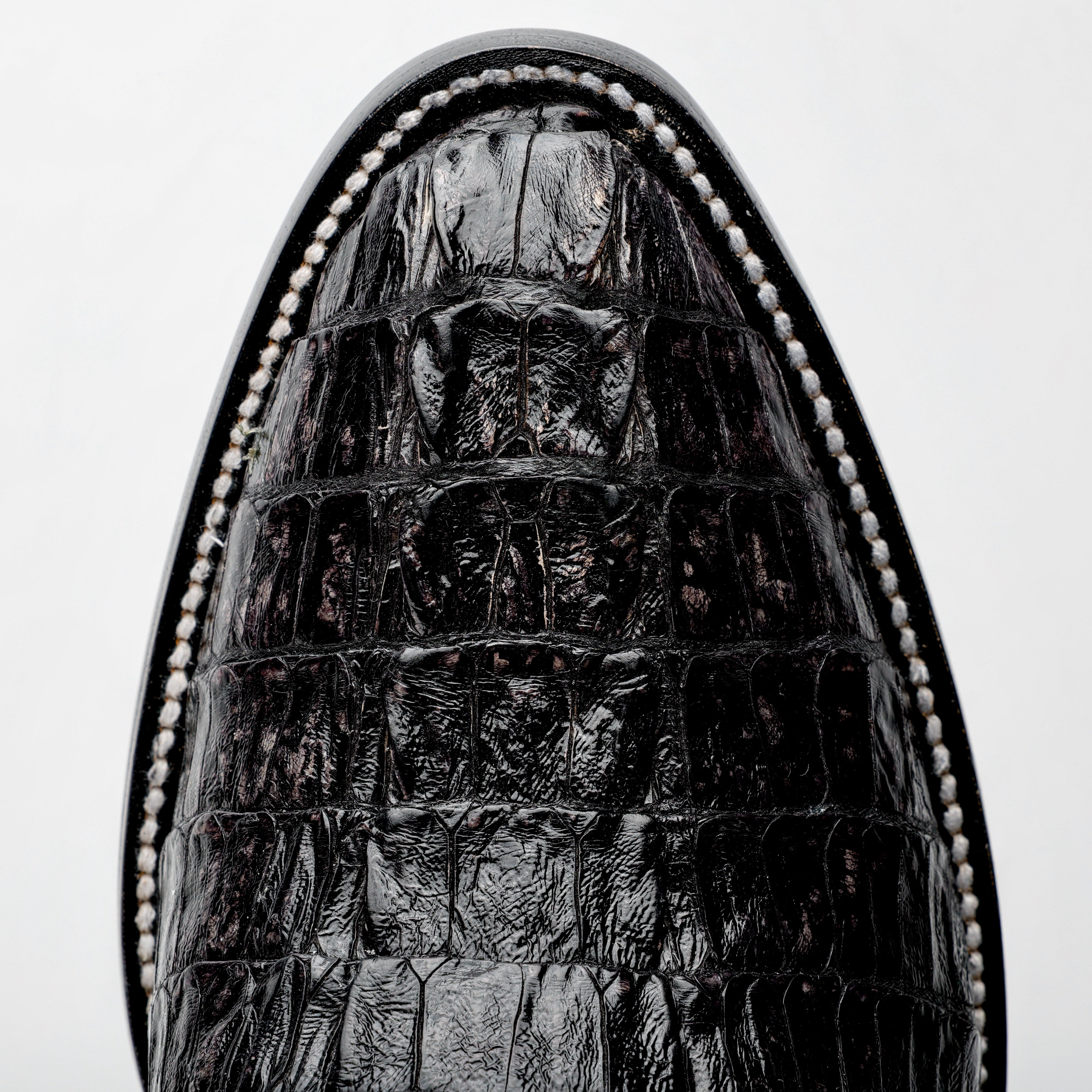 Black GENUINE Caiman Tail Boots - Round Toe