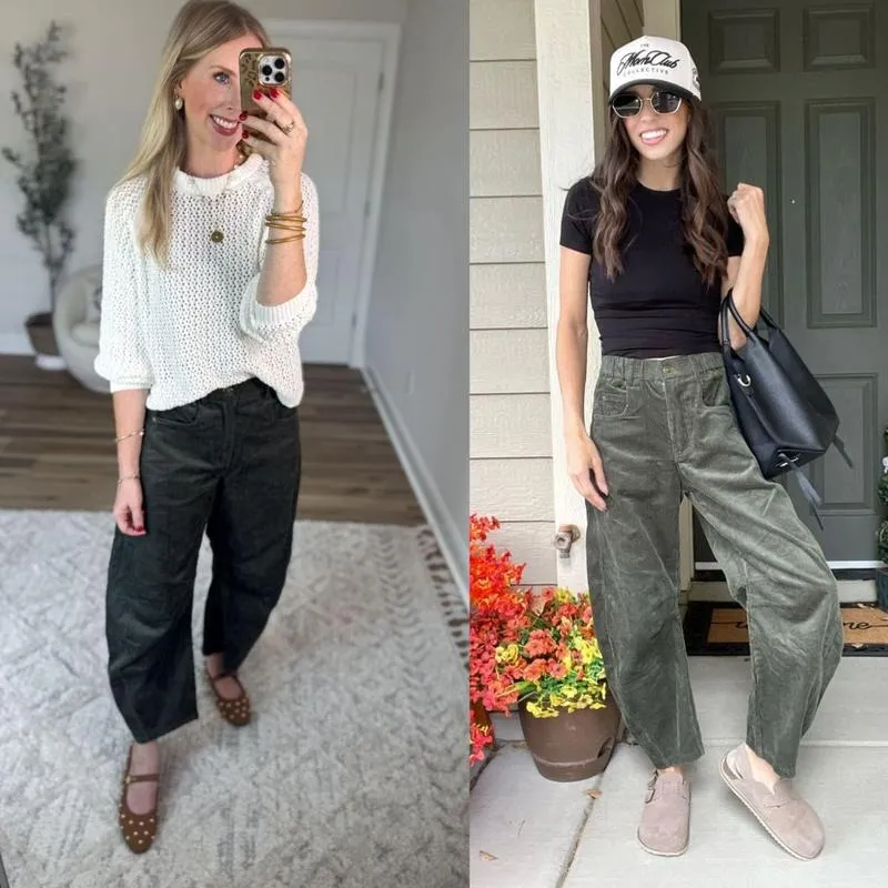 Corduroy Barrel Pants for Women Cord Pants