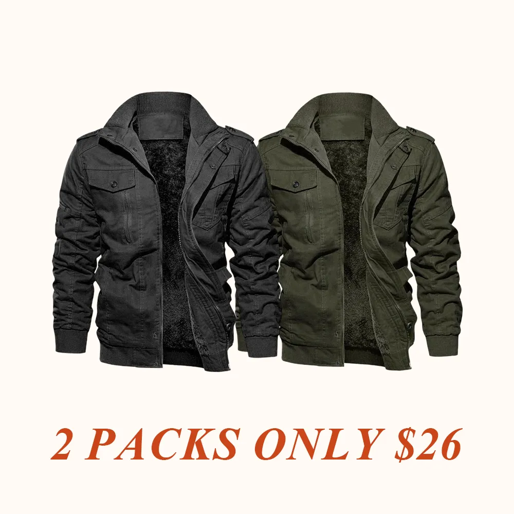 Men's Regular Fit Solid Pocket Zipper Thermal Lined Jacket