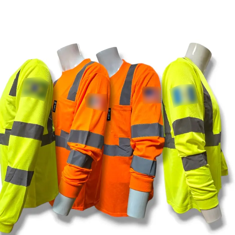 Hi-Vis Long Sleeve Safety Shirt with Reflective Tape (Breathable Mesh, Class 3 Style)