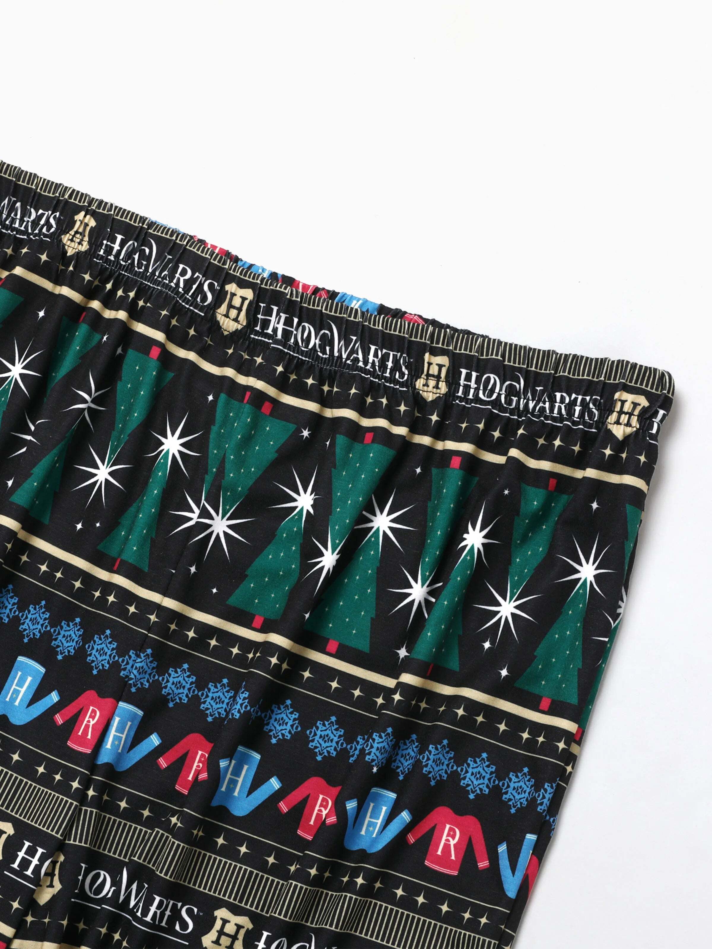 Family Matching Christmas Hogwarts Graphic Pajamas Sets with Christmas Socks