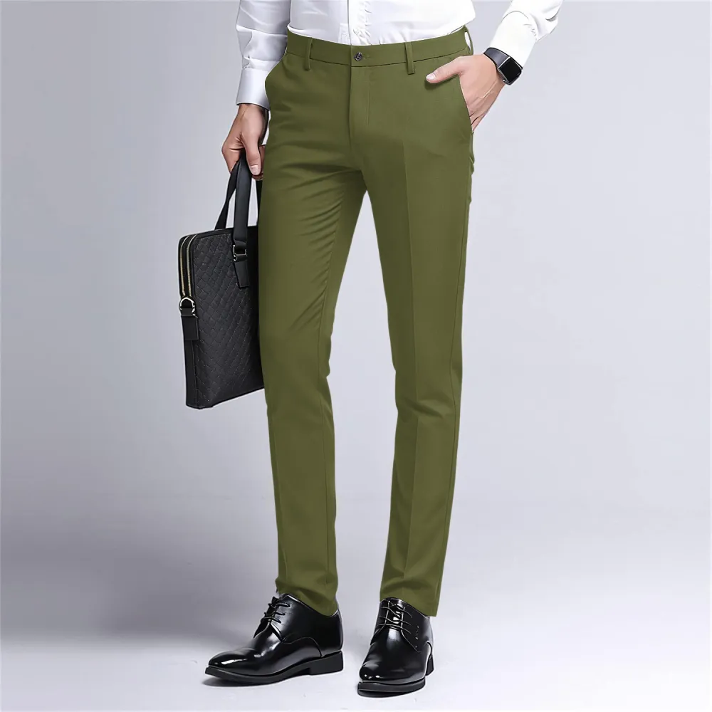 Men's Stretch Dress Pants Slim Fit Skinny Suit Pants