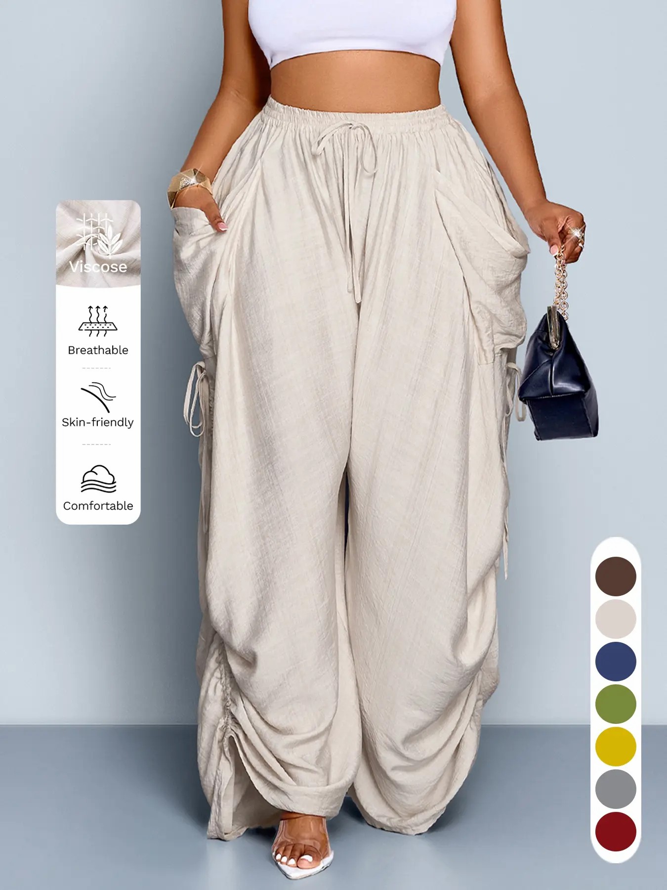 Women’s Casual Wide Leg Pants – Loose Fit All-Season Everyday Trousers