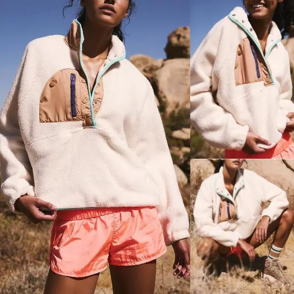 Women’s Cropped Fleece Sherpa Jacket with Pockets