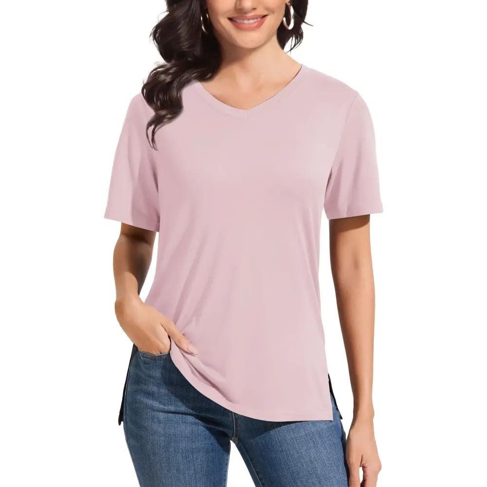 Women's Plus Size Short/Long Sleeve T-Shirts - ‌Lightweight Casual V-Neck Tops for Fall, ‌Breathable Loose Fit‌