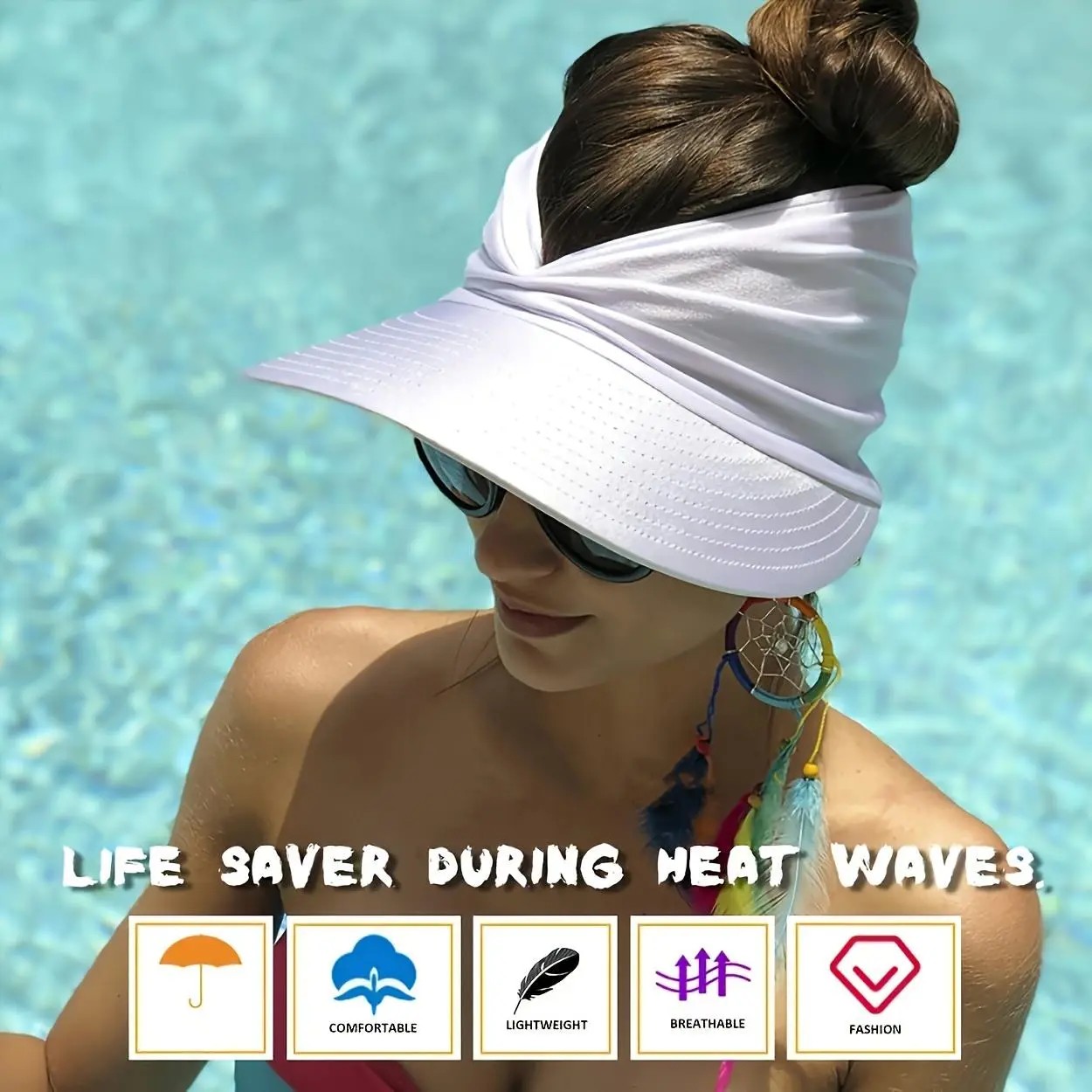 Women's UPF 50+ UV Protection Sun Visor HatI Sun SafeTok That Gir | Aesthetic High PonytailWide Brim Hat | Birthday Gift for Her Beach Golf Hiking Outdoor Daily Casual Wear