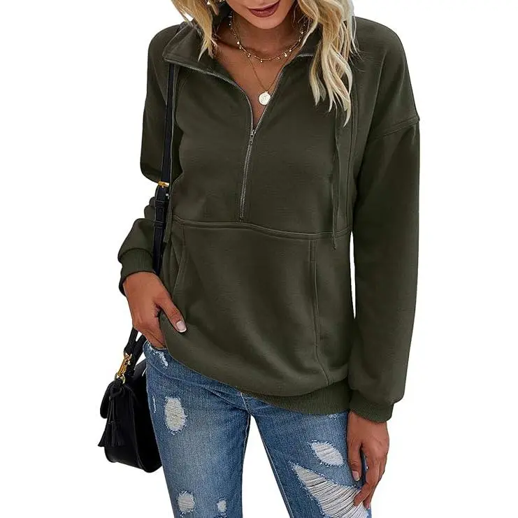 Women's Casual Long Sleeve Lapel Zipper Sweatshirt
