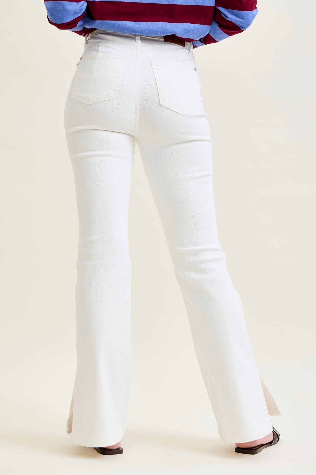 Lara White Slim Boot with Side Slit