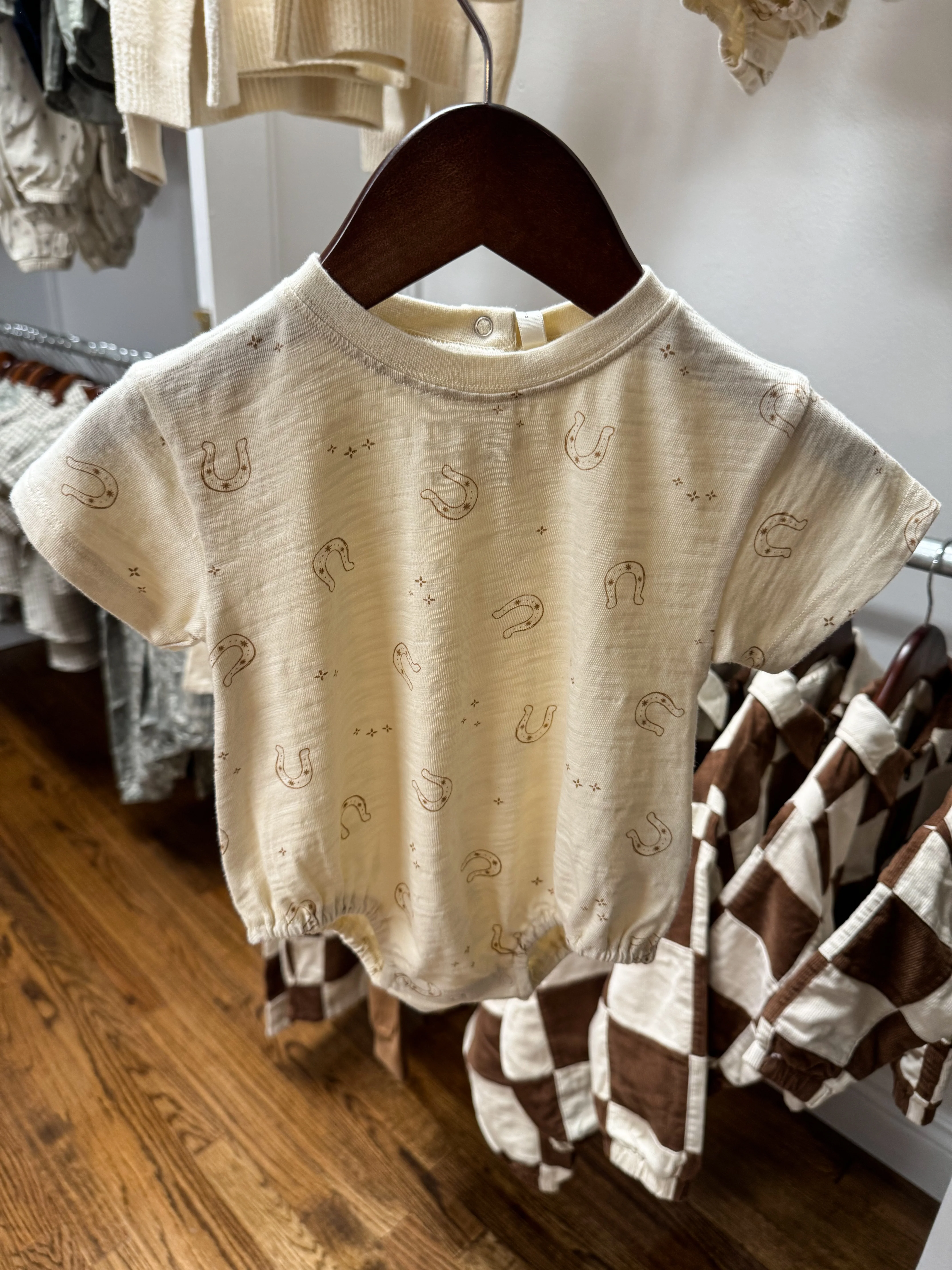 Relaxed Bubble Romper || Horseshoes